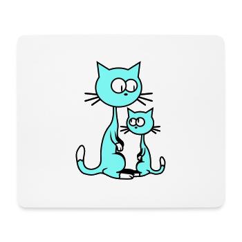 2 Curious Cats Looking Funny Mom Dad Child - Mouse Pad (horizontal) - white - Front