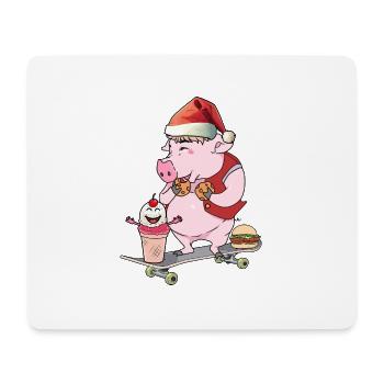 Nikolaus Weihnachtsmann Skater Skaten Schweinchen - Mousepad (Querformat) - Weiß - Vorne