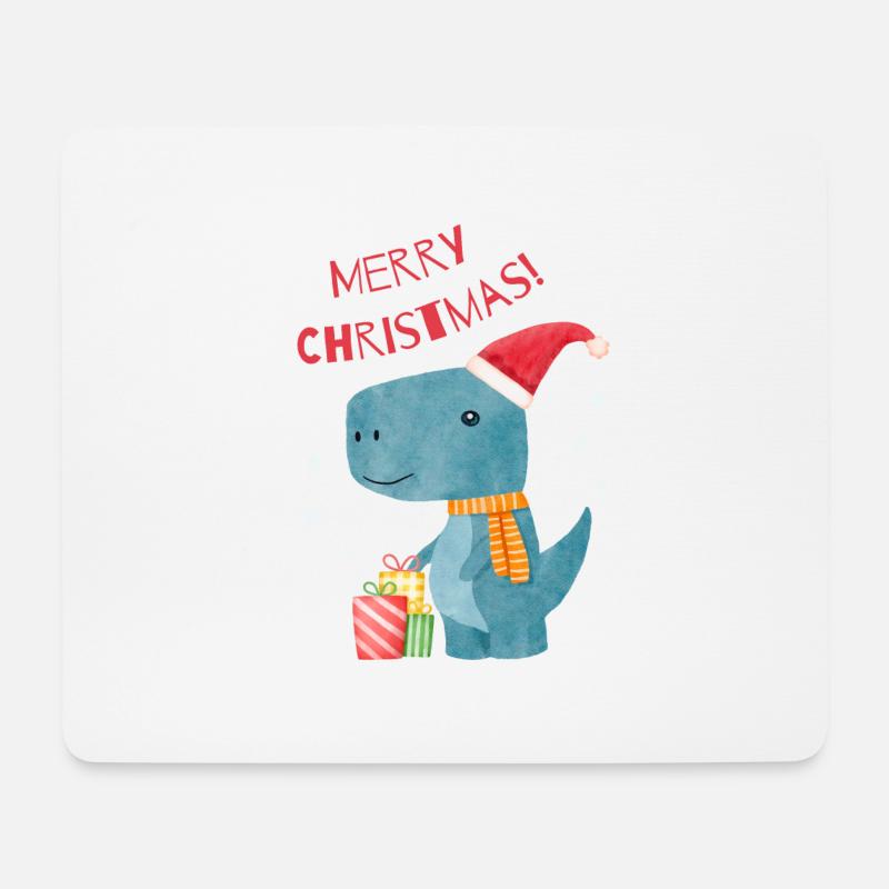 Christmas Dino - Mousepad (Querformat) - Weiß