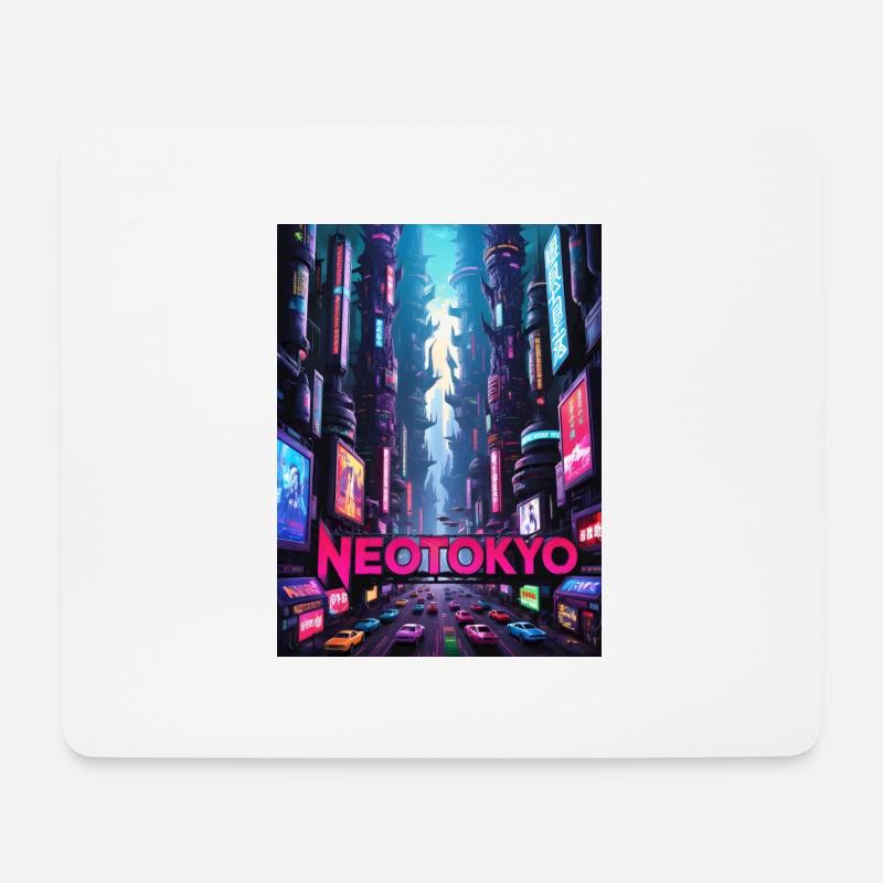 Futuristische Cyberpunk-Stadt - NEOTOKYO - Mousepad (Querformat) - Weiß