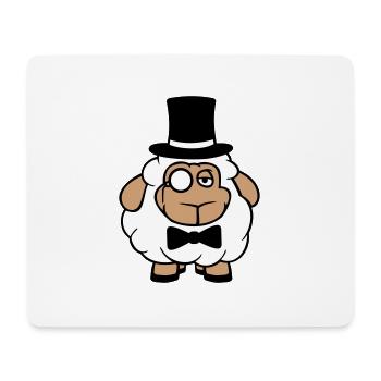 Schaf Herr Gentleman Zylinder Hut Monokel Brille - Mousepad (Querformat) - Weiß - Vorne