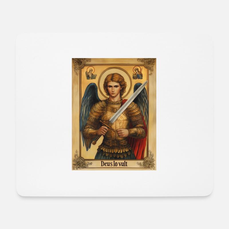 Deus lo vult Archange chrétien Michel - Tapis de souris (format paysage) - blanc