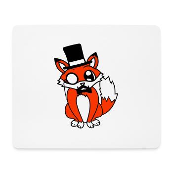 Fuchs Rotfuchs Sir Mr. Zylinder Hut Monokel Brille - Mousepad (Querformat) - Weiß - Vorne