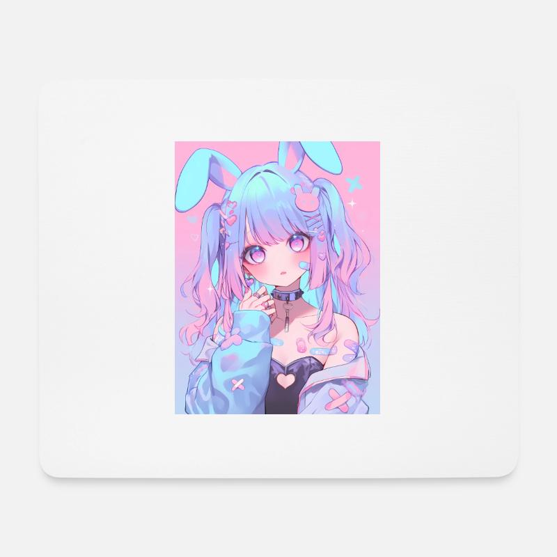 Bunny Bunny Girl Anime Manga Pastel Goth Gift - Mouse Pad (horizontal) - white