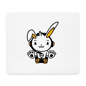 Hase spielt Controller Konsole Headset Gamer Nerd - Mousepad (Querformat) - Weiß - Vorne