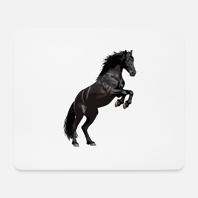Cheval frison cabré - Tapis de souris (format paysage) - blanc
