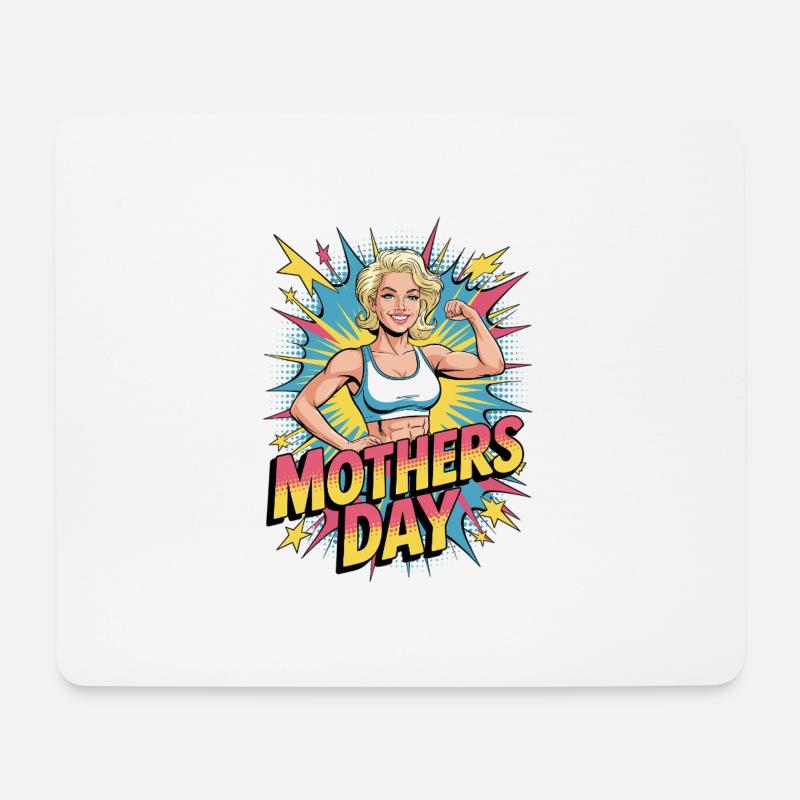 Fit Mom Power – Popart Motiv zum Muttertag - Mousepad (Querformat) - Weiß
