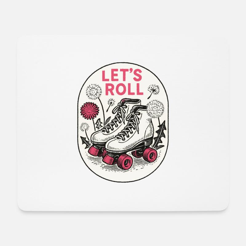Let's Roll Retro Rollschuhe - Mousepad (Querformat) - Weiß