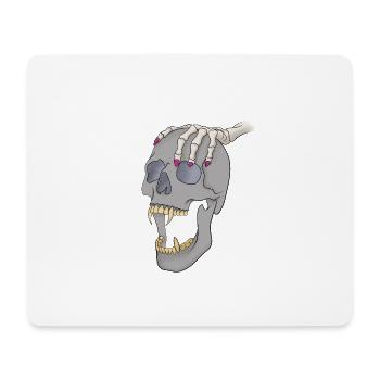 Schädel mit Hand - Mousepad (Querformat) - Weiß - Vorne