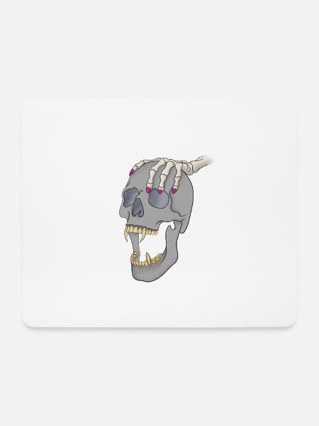 Schädel mit Hand - Mousepad (Querformat) - Weiß