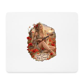 Kleine Saiten, Große Träume; Elfenmusik im Mohn - Mousepad (Querformat) - Weiß - Vorne