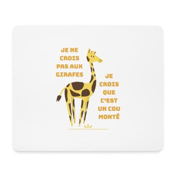 Humour girafe - Jeux de mots cou monté - Cadeau - Tapis de souris (format paysage) - blanc - Devant