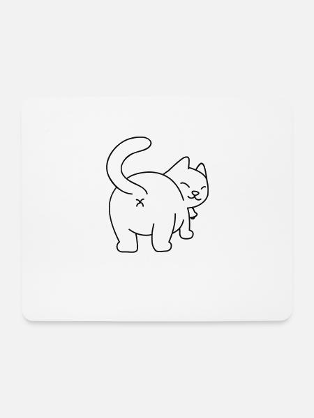 Katzensilhouette Skizze - Mousepad (Querformat) - Weiß