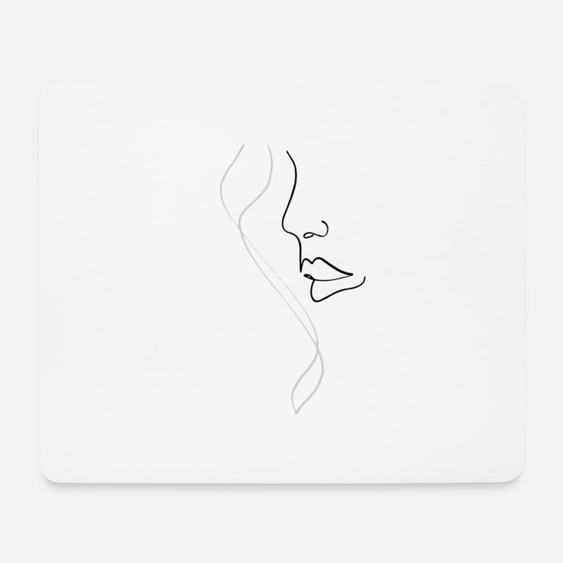 Illustrierte Zeichnung Frau Profil - Mousepad (Querformat) - Weiß