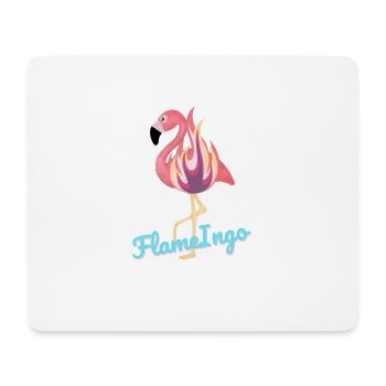 FlameIngo - Flamingo in Flammen - Mousepad (Querformat) - Weiß - Vorne