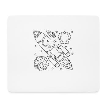 Rakete Weltraum Spaceship - Mousepad (Querformat) - Weiß - Vorne