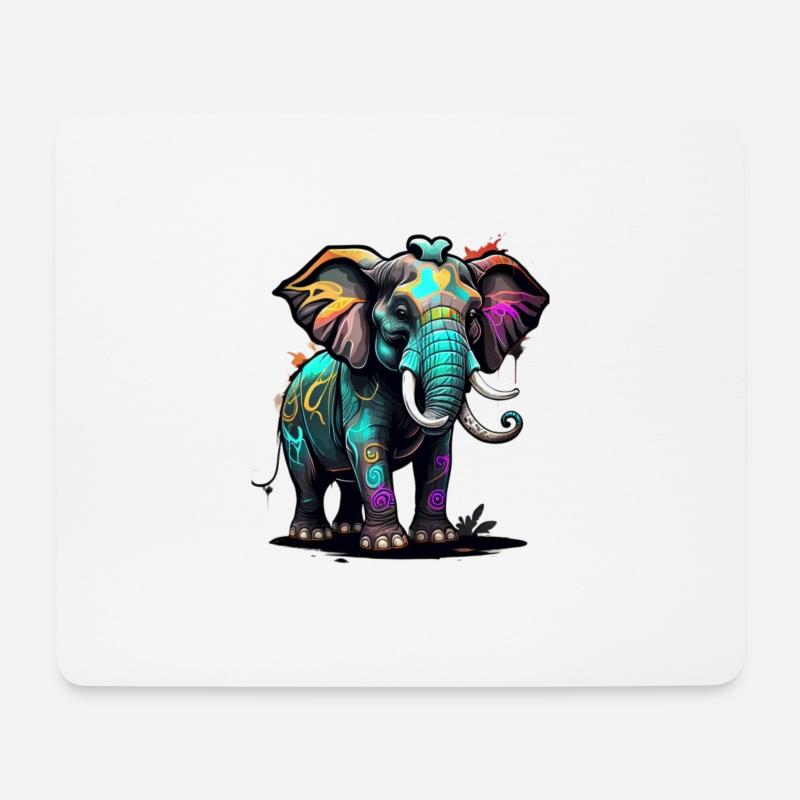 Graffiti Elefant - Mousepad (Querformat) - Weiß