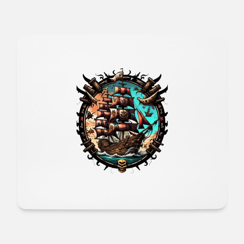 Piraten Schiff - Mousepad (Querformat) - Weiß