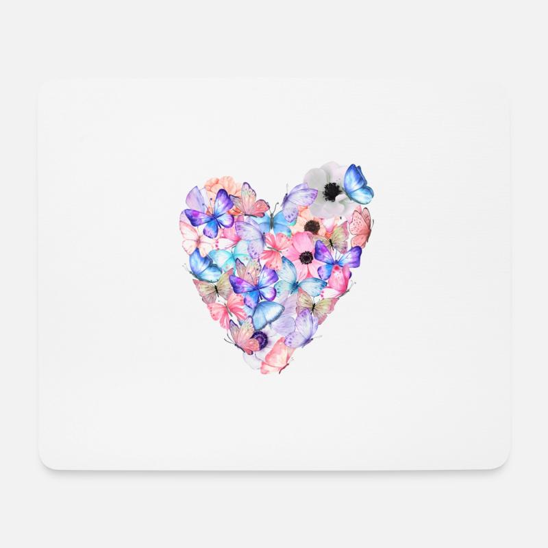 Schmetterlingsherz - Mousepad (Querformat) - Weiß