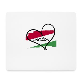 Ungarnflagge mit Herz - Mousepad (Querformat) - Weiß - Vorne