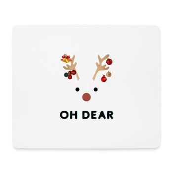 oh cerf - oh cher motif de Noël avec des rennes - Tapis de souris (format paysage) - blanc - Devant