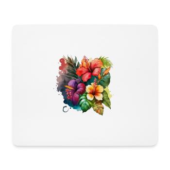Tropische Blumen - Mousepad (Querformat) - Weiß - Vorne