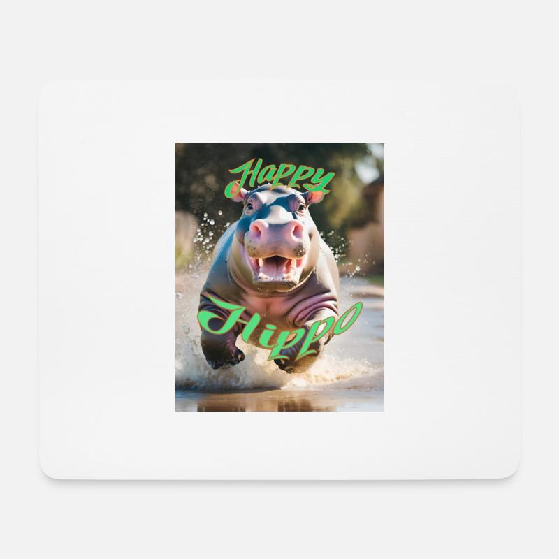 Happy Hippo - Mousepad (Querformat) - Weiß