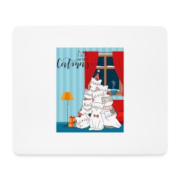 Merry Catmis - Sapin de Noël fait de chats - Tapis de souris (format paysage) - blanc - Devant