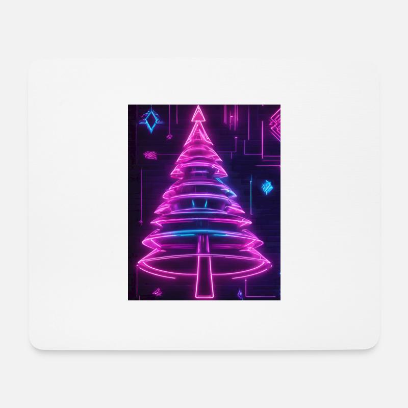 Neon-Tannenbaum im Cyberpunk-Stil 2 - Mousepad (Querformat) - Weiß