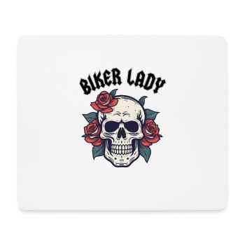 BIKER LADY WITH ROSE - Mousepad (Querformat) - Weiß - Vorne