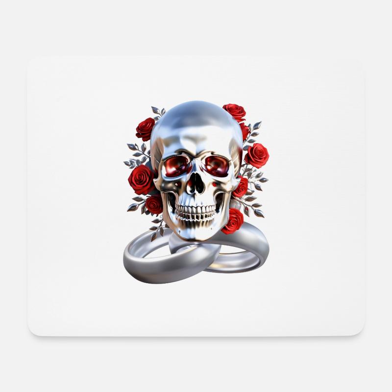Skull with rings - Mouse Pad (horizontal) - white