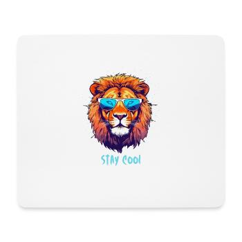 Neon Lion with Sunglasses Stay Cool - Mouse Pad (horizontal) - white - Front