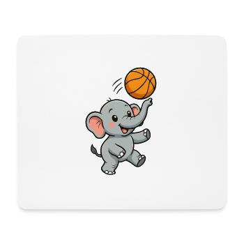 Basket-ball petit éléphant - Tapis de souris (format paysage) - blanc - Devant