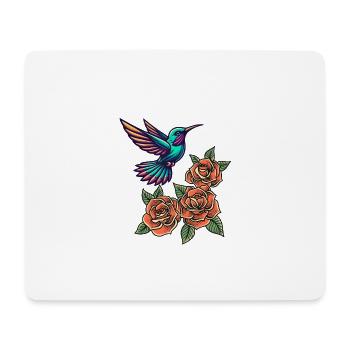 Hummingbird and Roses - Mouse Pad (horizontal) - white - Front