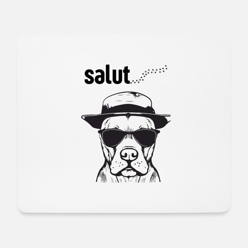 Cooler Hund mit Sonnenbrille – Stilvolles Hunde-T-Shirt mit - Mousepad (Querformat) - Weiß