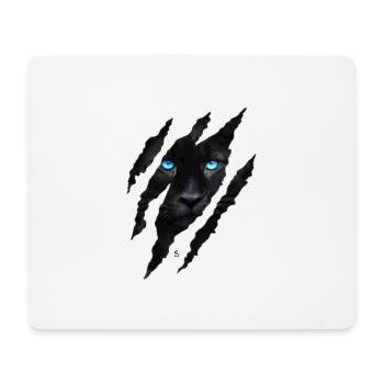 Black big cat with blue eyes - Mouse Pad (horizontal) - white - Front