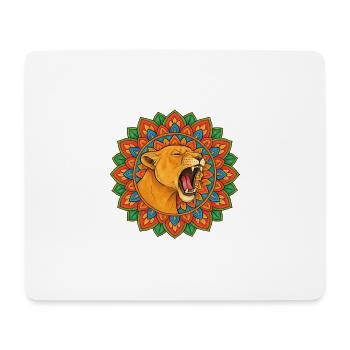 Loewin die bruellt im Mandala - Mousepad (Querformat) - Weiß - Vorne