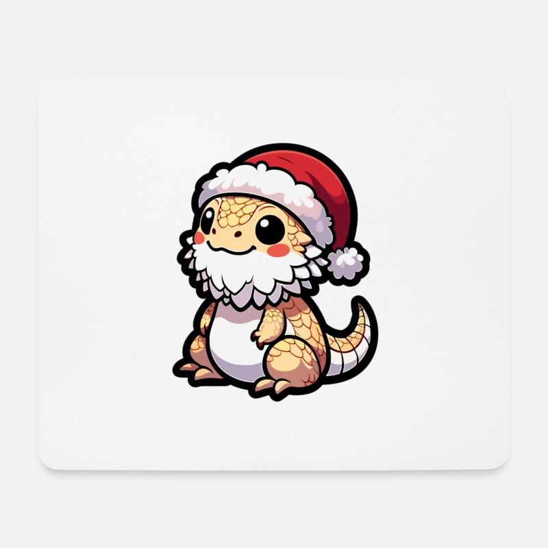 Niedliche Bartagame Weihnachten - Mousepad (Querformat) - Weiß