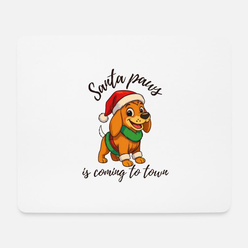 Christmas Dog with Santa Hat - Mouse Pad (horizontal) - white