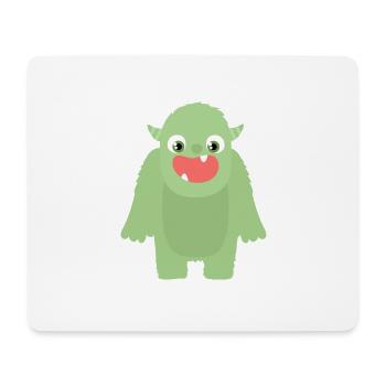 Sweet green monster cheerful - Mouse Pad (horizontal) - white - Front