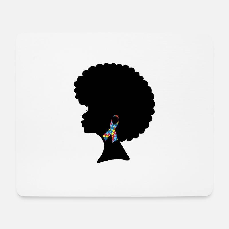 Schwarze Frau Mit Autismushemd - Mousepad (Querformat) - Weiß