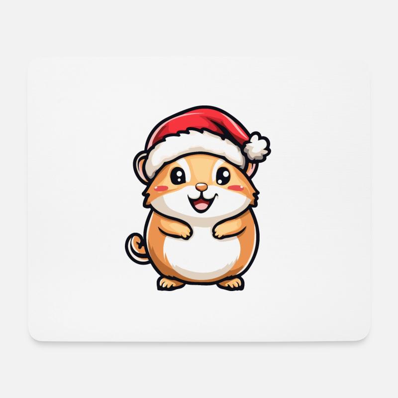 Hamster Weihnachten Niedlich - Mousepad (Querformat) - Weiß