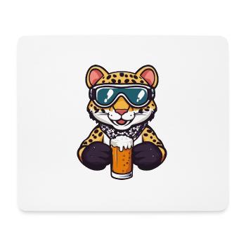Leopard Ski Bier - Mousepad (Querformat) - Weiß - Vorne