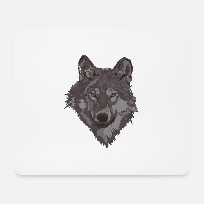 Wolf - Mousepad (Querformat) - Weiß