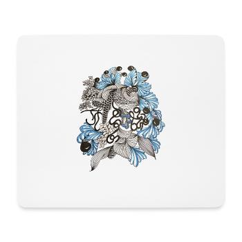Blau-weiße Florale Spirale - Mousepad (Querformat) - Weiß - Vorne