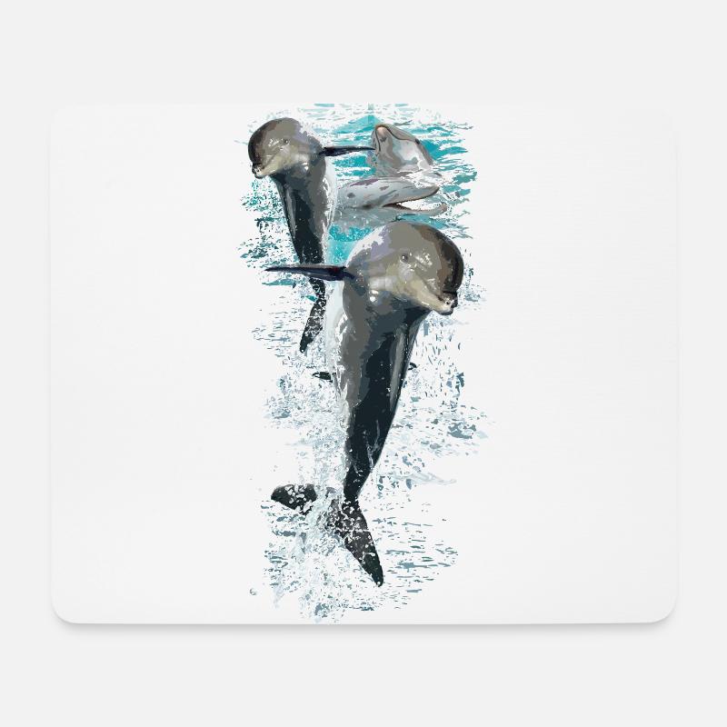 Delfine - Mousepad (Querformat) - Weiß
