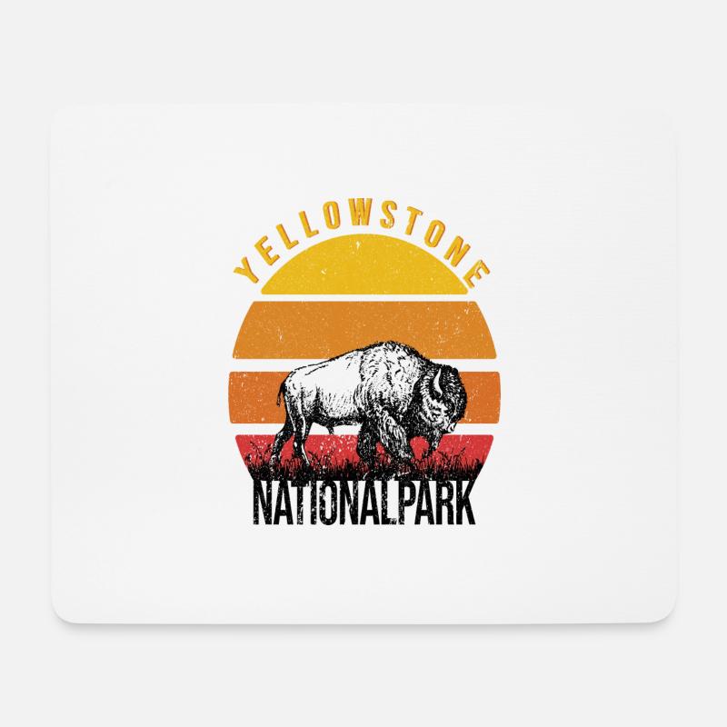 Yellowstone Nationalpark - Mousepad (Querformat) - Weiß