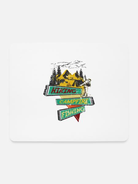Hiking Campfire Fishing - Mousepad (Querformat) - Weiß