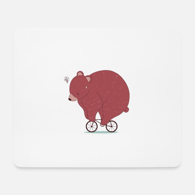 Großer Bär auf einem Fahrrad - witziges Tier Shirt - Mousepad (Querformat) - Weiß