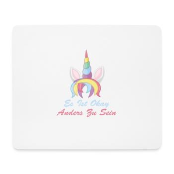 Lustiges Einhorn Geschenk Anders sein Unicorn Okay - Mousepad (Querformat) - Weiß - Vorne